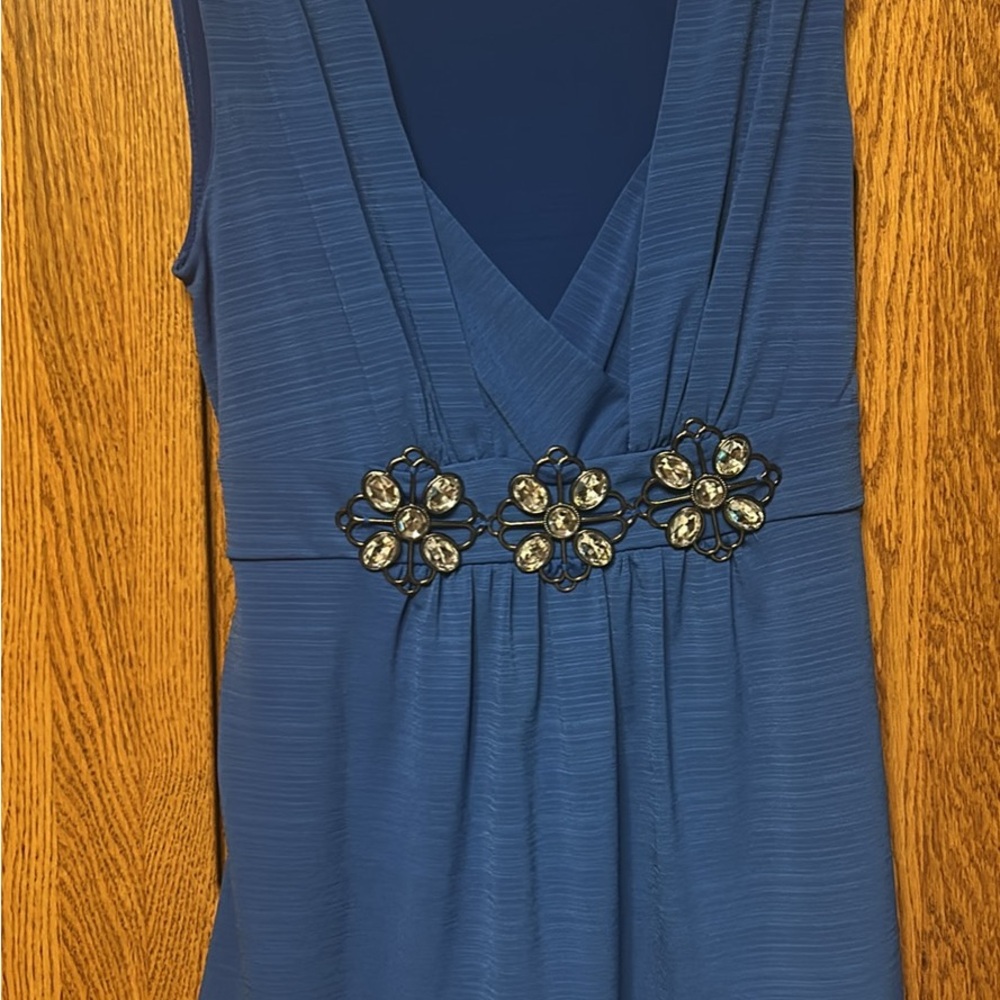 Candie's Blue Sleeveless Top with Embellished Waist
